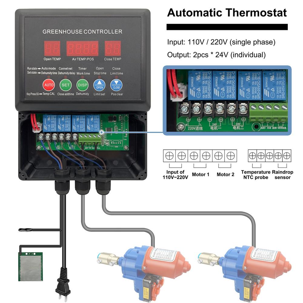 uygalaxy greenhouse roll up motor controller with Thermostat
